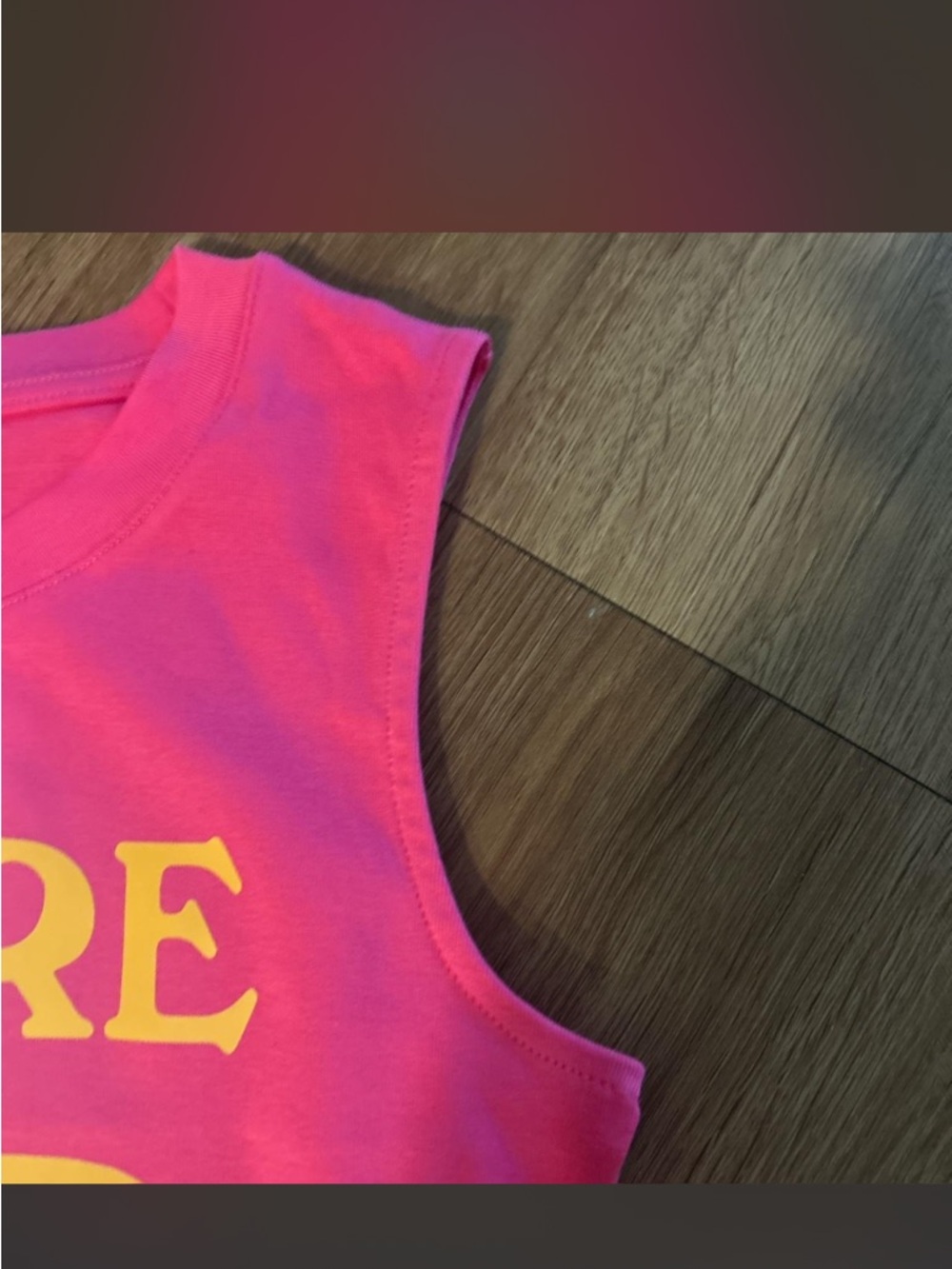 Dior Hot Pink Tank Top with Yellow 'J'ADORE DIOR' Print - Picture 3 of 4